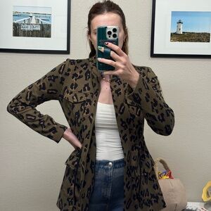 Tabitha Olive Leopard Military-Style Jacket